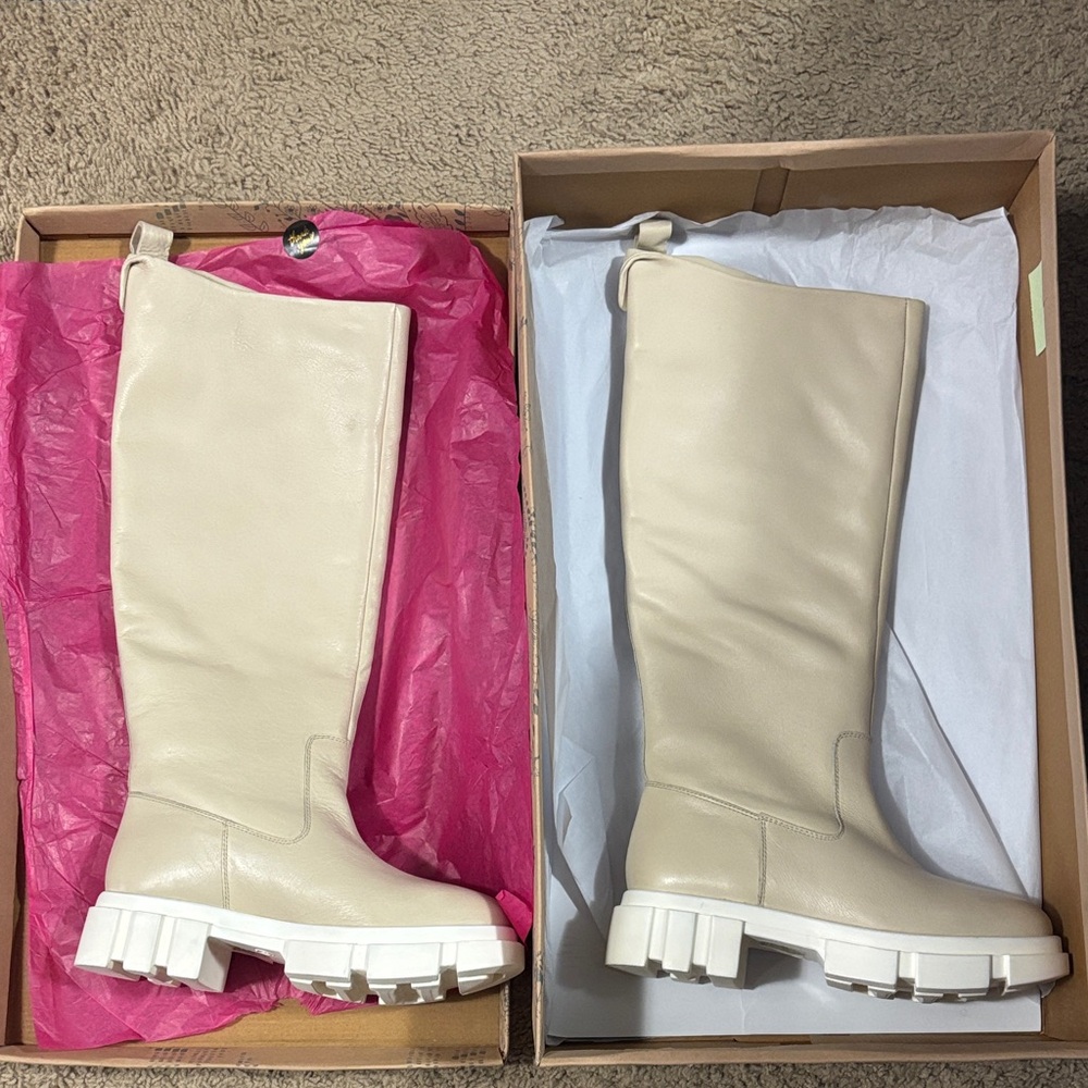 Free People Cream Heeled Boots